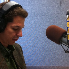 Sen. Alfond recording the weekly radio address