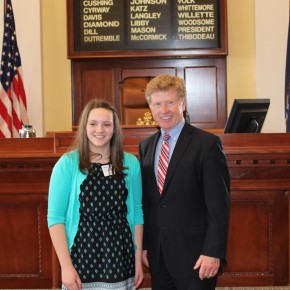 Senator Diamond Welcomes Windham Middle School Student Cordelia Inman to the Maine Senate