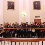 Sens. Claxton and Breen welcome Gray-New Gloucester Band to State House