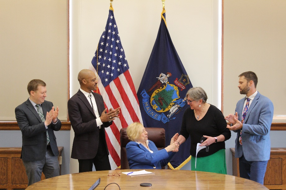 Sen. Hickman attends ceremonial signing of bill giving Indigenous peoples free access to Maine State parks